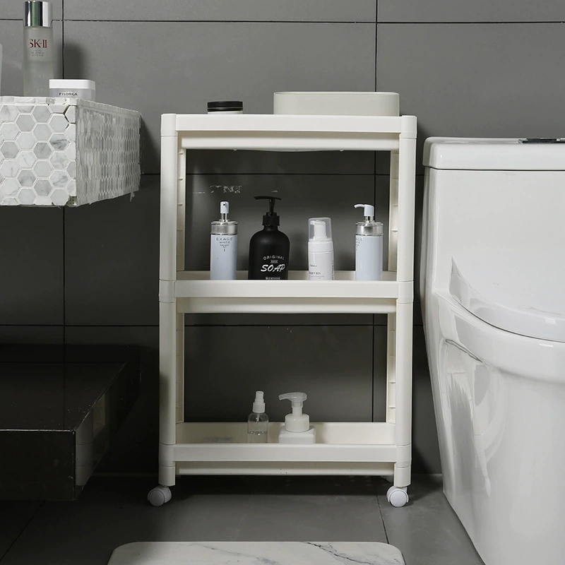Multi -functional simple kitchen shelf, multi -layer plastic housing pulp wheel, mobile bathroom storage shelf bedroom house