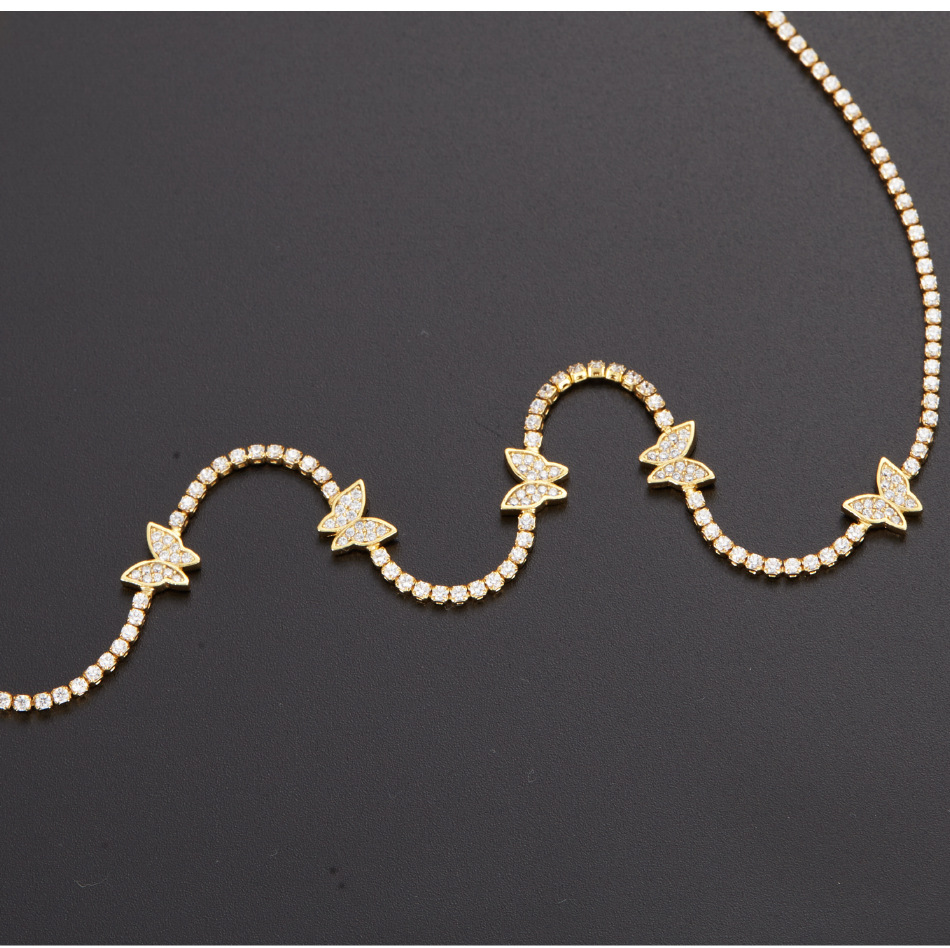 Butterfly Zircon Necklace Stacked Strap Clavicle Chain