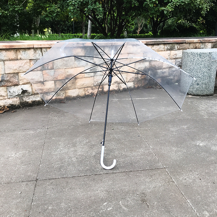 透明傘彎柄直杆長柄磨砂雨傘廣告傘廠家批發網紅半自動白色雨傘