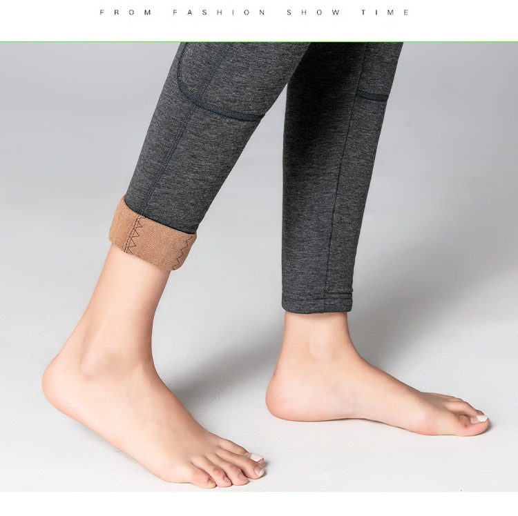 Quần legging nam lót lông cừu chống lạnh mùa đông, eo cao giữ nhiệt cashmere dày — YF20811 lót lông nam chi tiết 12
