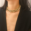 Retro necklace, golden choker, short trend chain for key bag  hip-hop style, punk style, European style