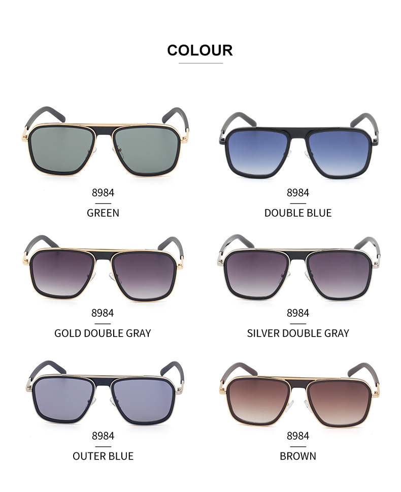 2022 New Fashion Retro Square Full Metal Frame Men's Sunglasses Wholesale display picture 1