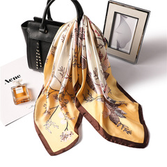 春夏薄款印花絲巾女防曬裝飾ins秋冬保暖圍巾仿真絲方巾時尚百搭