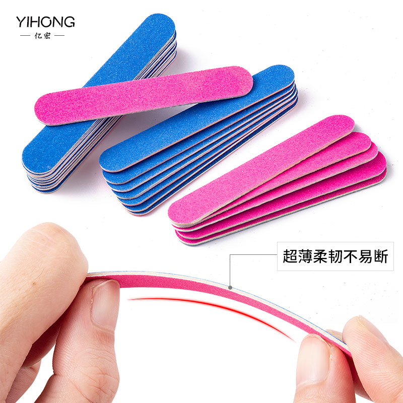 一次性指甲锉美甲木片砂条迷你短款长款圆形砂纸锉打磨修甲工具