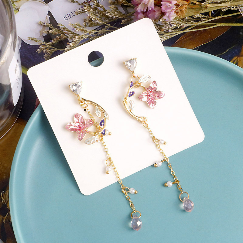 Fashion Flower Alloy Inlay Artificial Pearls Rhinestones Women's Drop Earrings 1 Pair display picture 4