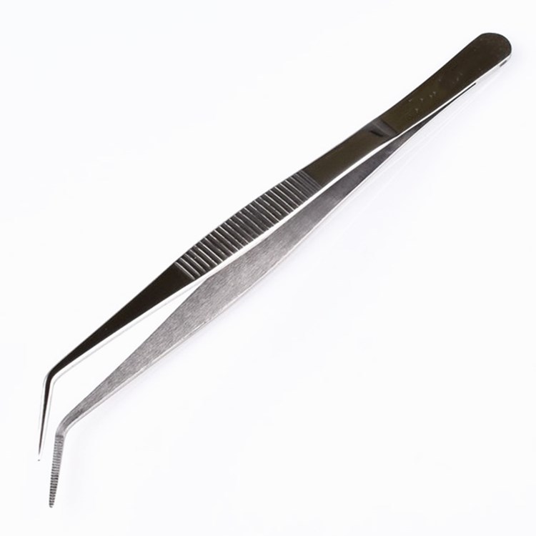 卫特斯WEITESI 180mm不锈钢弯尖镊子18cm弯头镊子 带齿镊子 夹子