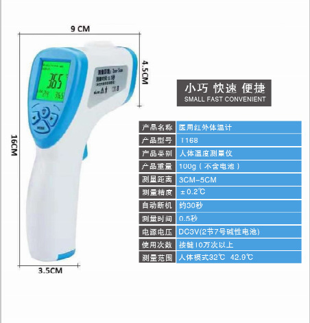 現貨醫用額溫槍紅外線人體測溫儀溫度計直銷體溫計非接觸式體溫槍