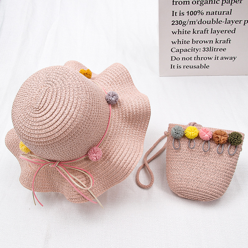 New Straw Hat Shoulder Bag Set Nihaojewelry Wholesale Small Fresh Children Cute Hat Bag Summer Girl Travel Match display picture 6