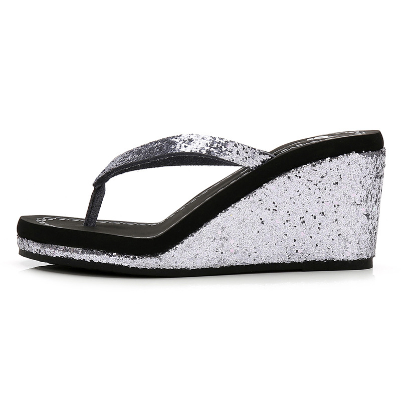 Women's Casual Solid Color Sequins Rhinestone T-Strap Flip Flops display picture 24