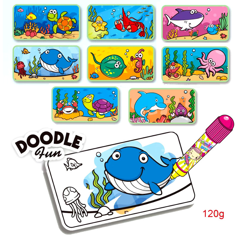 Tarjeta de pintura de agua para colorear magia de agua para niños Tarjeta de Doodle inteligencia ciencia y educación juguete Tarjeta de graffiti del mundo submarino