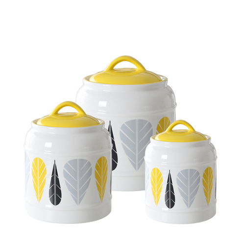 Cross-border Amazon Kitchen Ceramic Sealed Jar Tea Lard Jar Cat and Dog Food Barrel Storage Jar Soft Decoration Ornaments