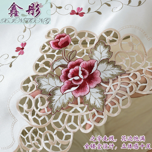 1017 European style country embroidered tablecloth chair cover, table flag, home coffee table cloth, export thick tablecloth dining cloth