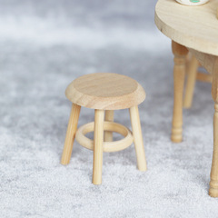 【Factory Direct Sale】1:12 Scale Dollhouse Mini Furniture Model Raw Wood Small Round Stool
