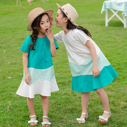 2024 New Girls' Dress Summer Outfit Super Stylish Middle and Big Girls' Children's Dresses Pure Cotton Korean Style Dress A511
