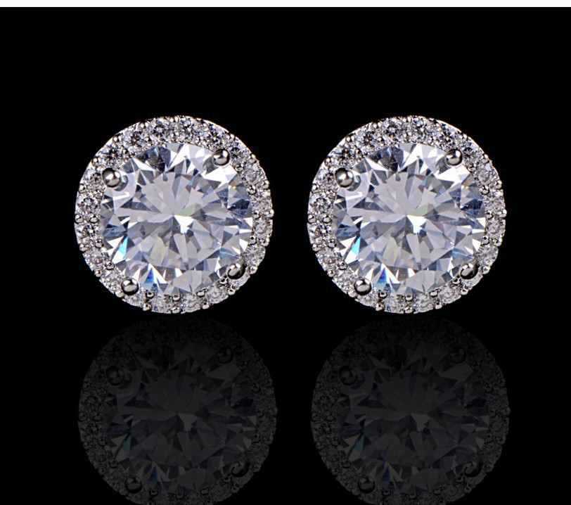 Stud Earrings Exquisite Round Studs Full...