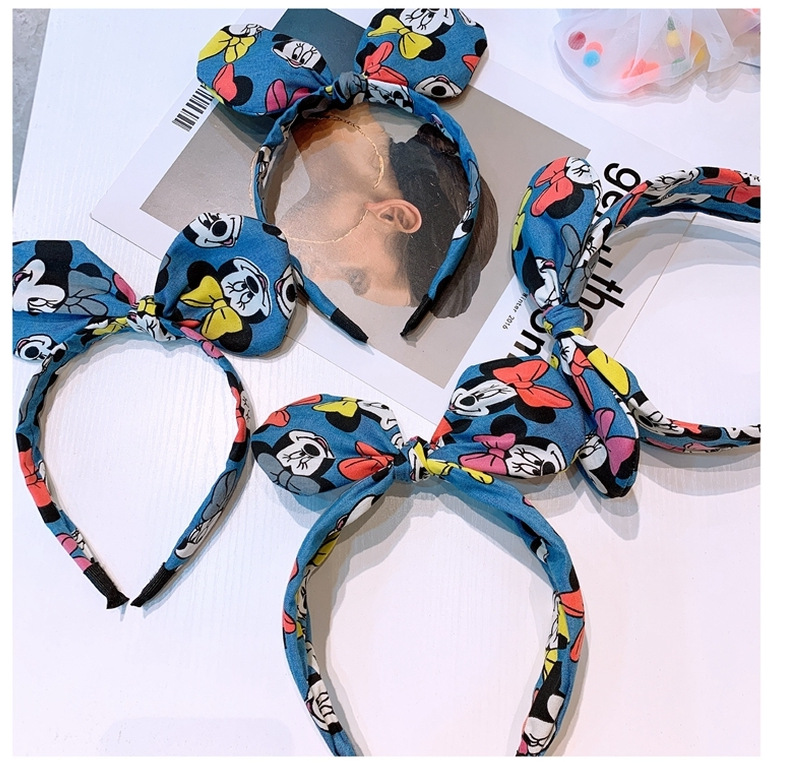 New Fashion Denim Print Cartoon Big Bowknot Cheap Headband Wholesale display picture 3