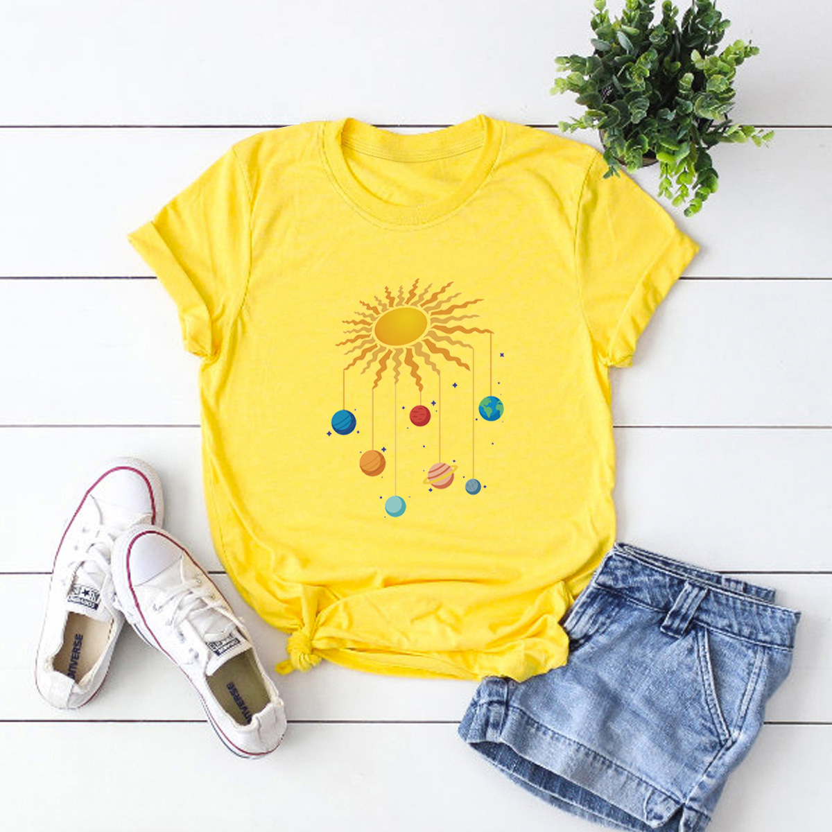 Camiseta de manga corta cómoda Sun Starry NSSN1461