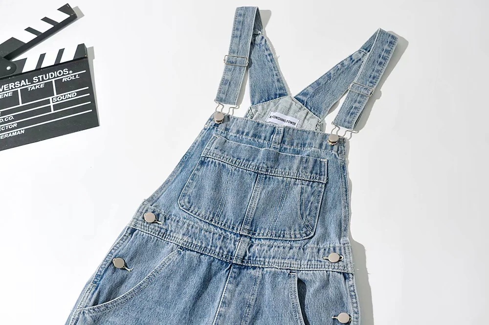 High Waist Loose Denim Overalls NSAC14356