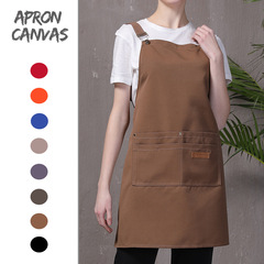 Canvas apron wholesale, foreign trade Amazon kitchen anti-stain waterproof flower shop coffee advertising logo work apron