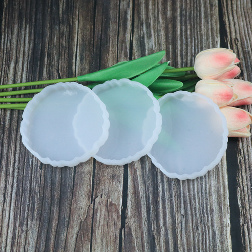 Biyixing Products DIY Crystal Resin Droplet Mold Silicone Large Round Tray for Making Mirror Silicone Display Platform
