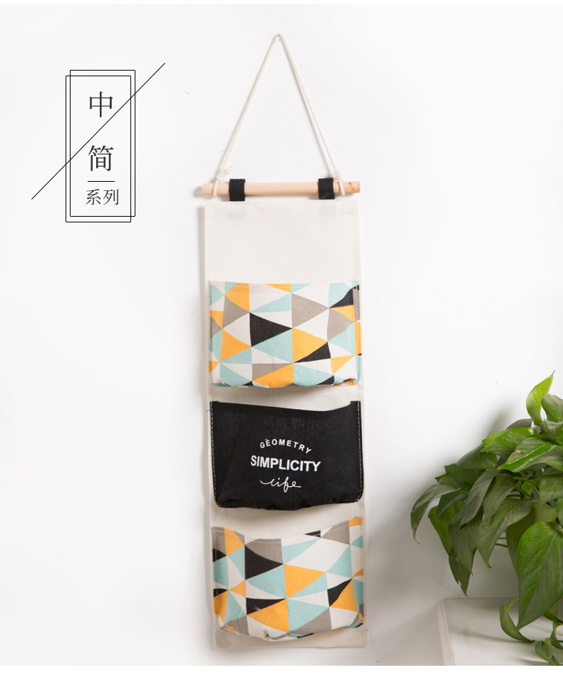 Geometric Series New Semicircle 3 Pocket Storage Hanging Bag Sundries Groceries Hanging Bag Kitchen Bedroom Storage display picture 1