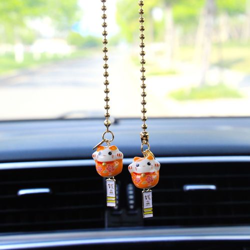 Auto car hanging Ceramic lucky cat hang god of luck wealth vehicle safety in the rearview mirror pendants hang act the role ofing is tasted circle