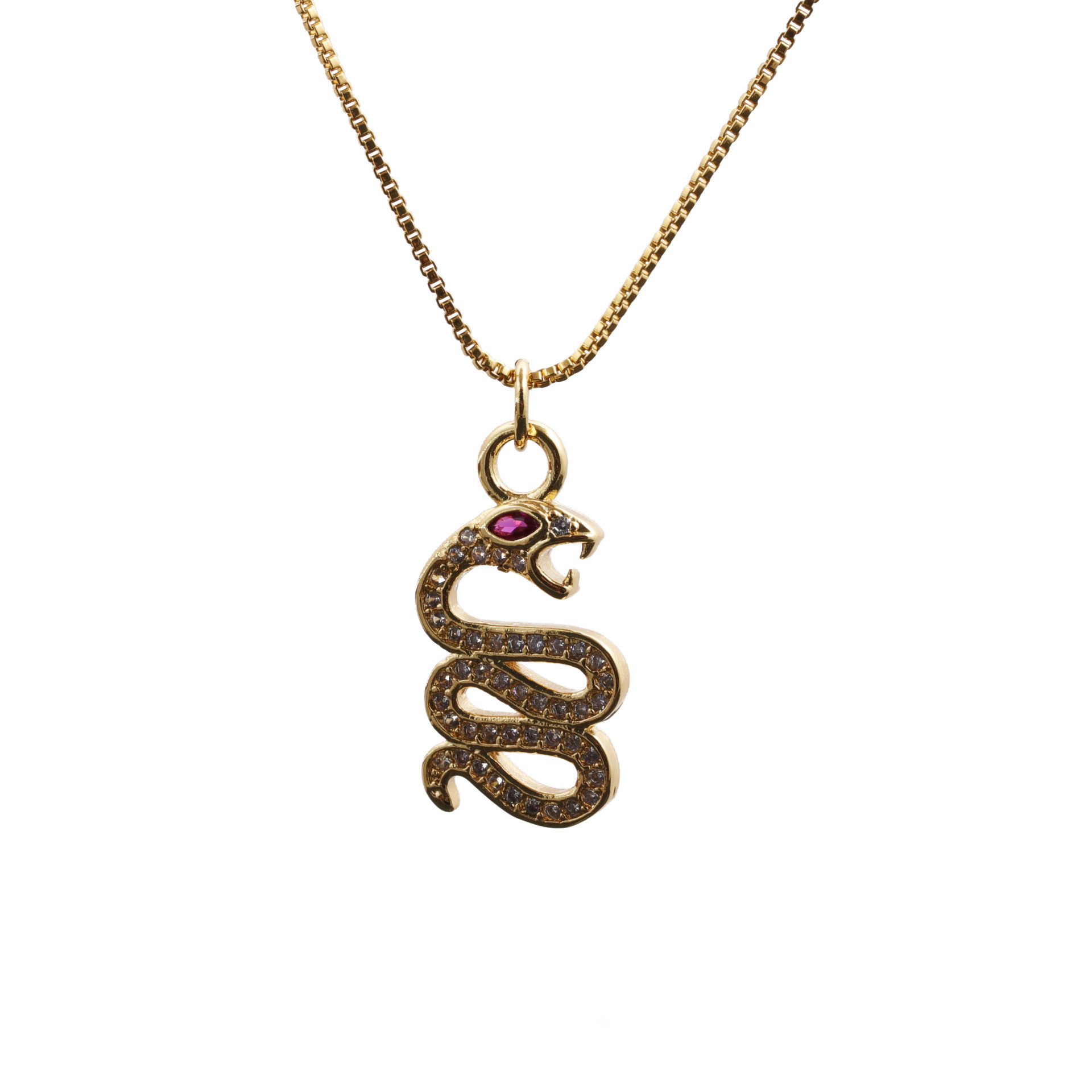 Hot-selling Fashion Items New Micro-inlaid Zircon Gold Snake Copper Necklace display picture 3