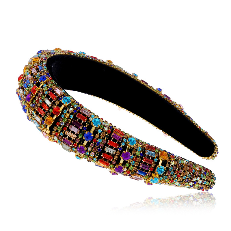 Retro Style Fashion Diamond Color Hair Band Korean Retro Hair Band Headband Wholesale Nihaojewelry display picture 1