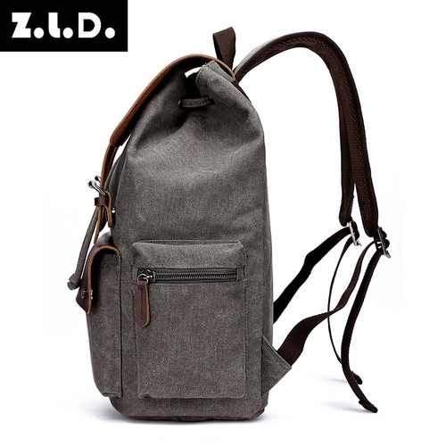 Makiya cross-border canvas casual bag, shoulder computer backpack, men's backpack, student schoolbag for men and women