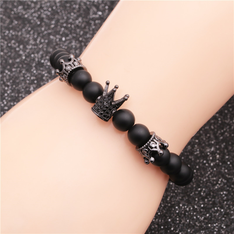 New Product Frosted Stone Crown Diamond Ball Beaded Bracelet Set Wholesale Nihaojewelry display picture 5