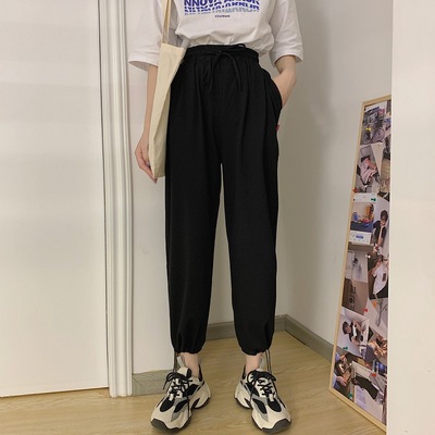 Sports pants Easy Beam feet 2020 summer Thin section Versatile Show thin Nine points leisure time Haren pants On behalf of Women's wear