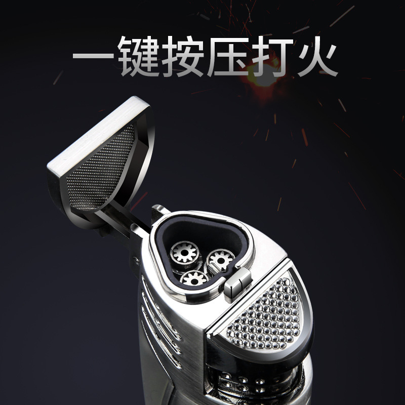 百誠個性多機能三直沖藍火ライター金属ガスライターとシガードリルのプレゼント卸売り|undefined