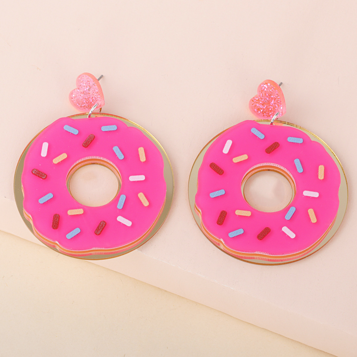 Boucles D&#39;oreilles Longues Exagérées Mignon Donut Food display picture 2