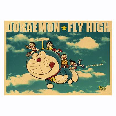 【C099】动漫机器猫 B款 牛皮纸海报 咖啡厅酒吧装饰画