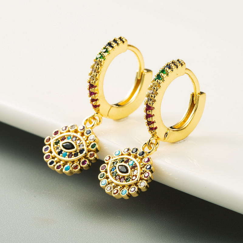 New Fashion Copper Inlaid Color Zircon Xaggerated Earrings display picture 3