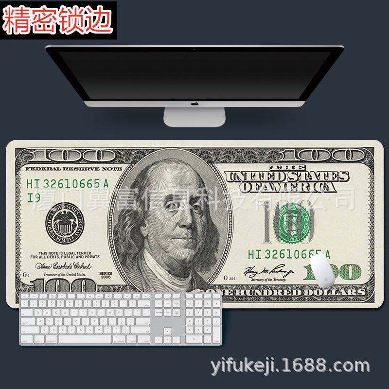 DIY 외국 무역 큰 잠금 가장자리 창조적 인 통화 달러 지폐 달러 RGB 빛나는 마우스 패드 컴퓨터 키보드 테이블 매트