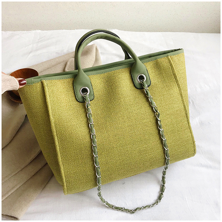 Yuezi Foreign Trade 2024 New European and American Bucket Women's Bag Large Capacity Portable Single Shoulder Diagonal Chain Tote Bag_voghion.com