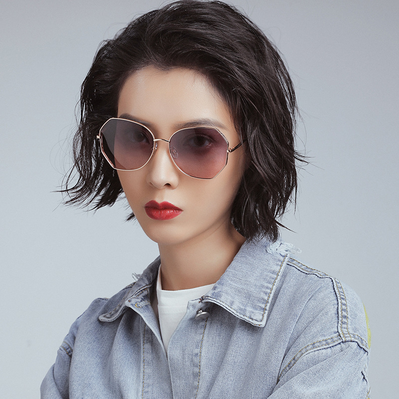 Fashion Simple Style Polygon Hollow Polarized Sunglasses display picture 1