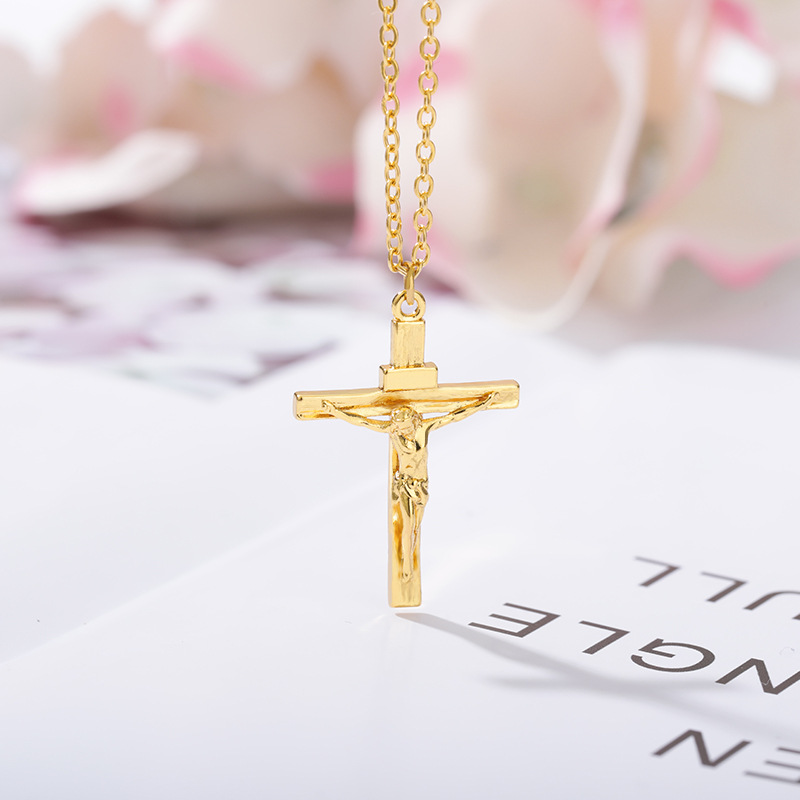 Simple Stainless Steel Jesus Cross Pendant Necklace display picture 4