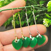 Fashionable green long earrings jade heart-shaped
