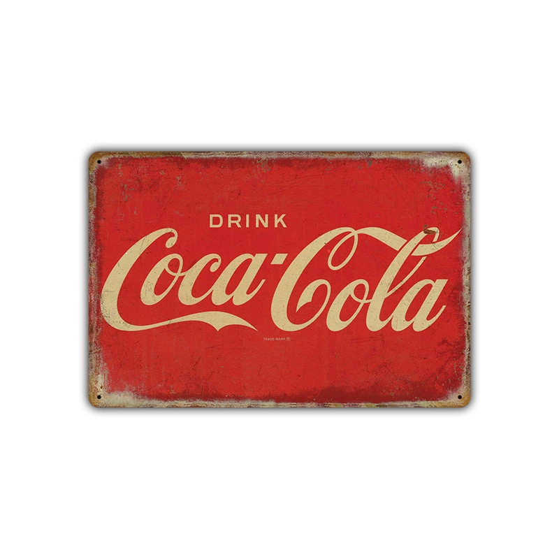 Безрамочная металлическая вывеска (Coca-Cola) ретро рекламный плакат, 20×30 см, винтажное декоративное украшение