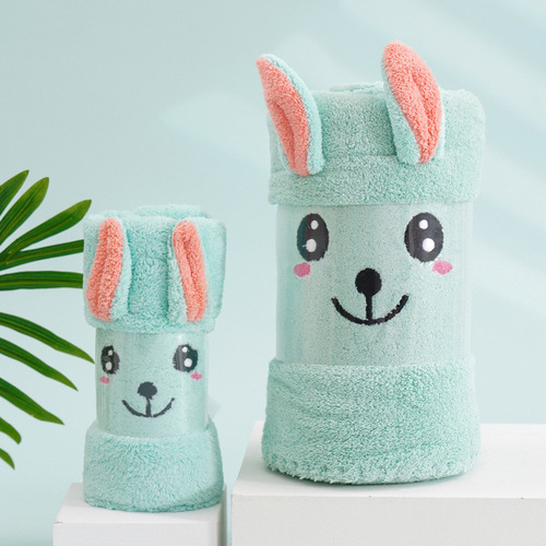 High-density coral velvet ears three-dimensional embroidery towel bath towel animal cartoon Japanese optional towel set gift box gift