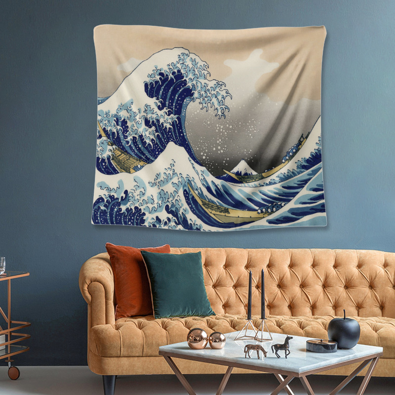 Fashion Kanagawa Surf Ukiyo-e Wave Painting Background Tapestry Wholesale Nihaojewelry display picture 4