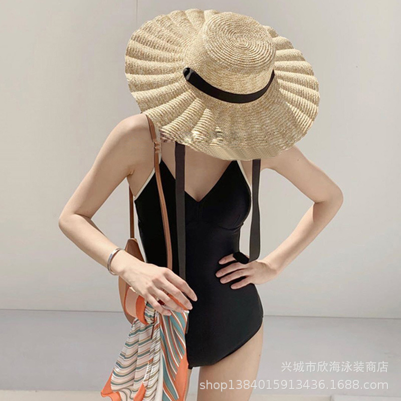 2020新款金洛圻泳衣连体显瘦遮肚露后背简约泳衣女韩国小胸泳装