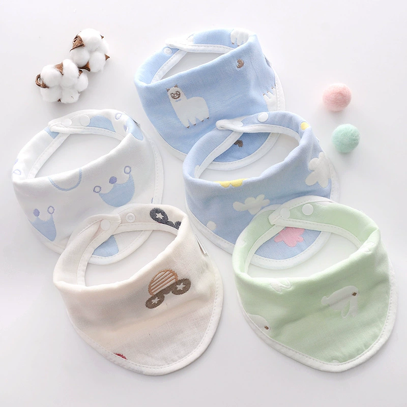 Children's cartoon eating bib, cotton towel for new born, double-layer scarf