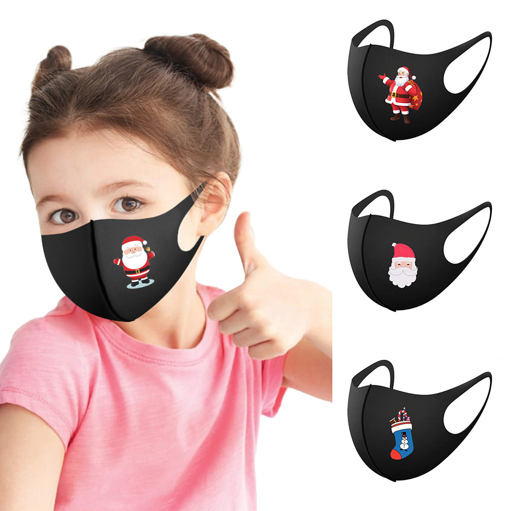 亞馬遜跨境Christmas兒童生活口罩防塵聖誕系列印花學生小孩面罩