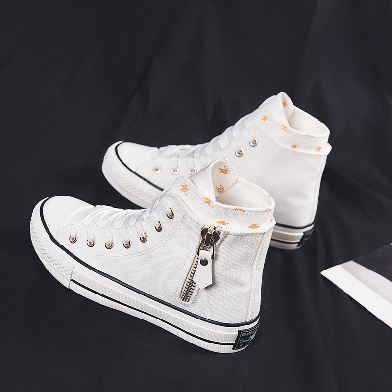 Nieuwe hoge canvas schoenen dames S-schoenen Koreaanse versie van de studenten Alle match sneakers Casual schoenen met hoogteverhoging Kleine witte schoenen_voghion.com