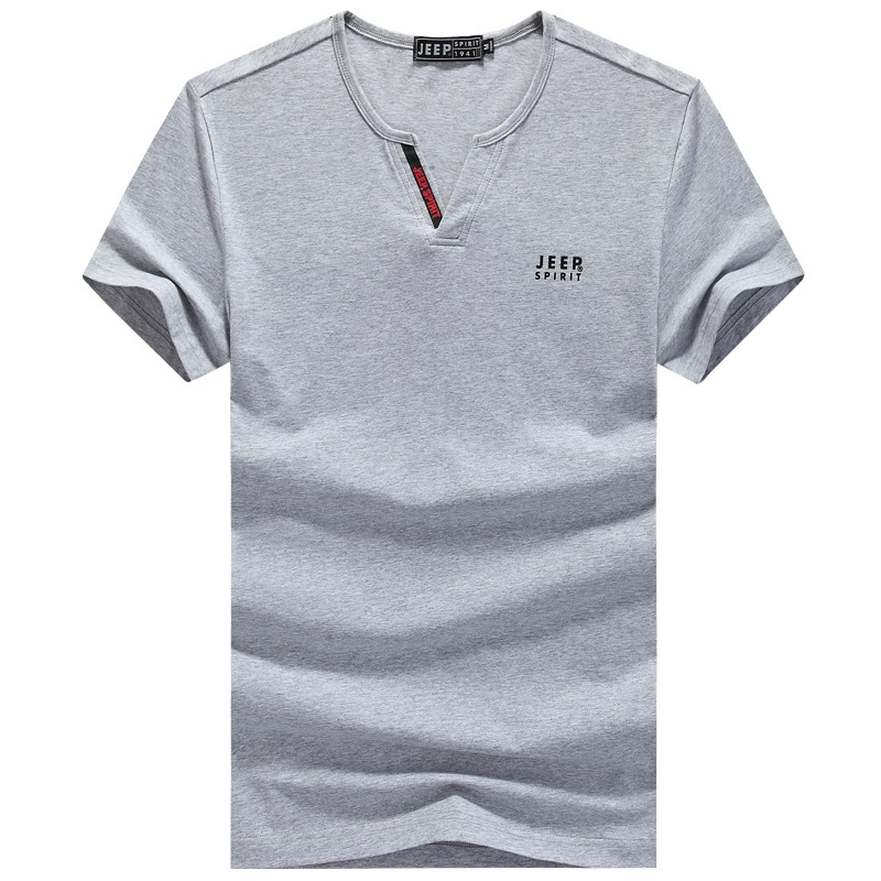 Мужская футболка JEEP SPIRIT, Мужская простая футболка с коротким рукавом и V-образным вырезом, Базовая рубашка больших размеров, футболка с коротким рукавом, 4009