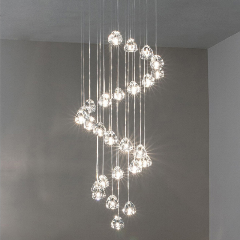 美式LED流星雨楼梯水晶吊灯复式楼餐厅客厅创意樱桃水晶多头吊灯
