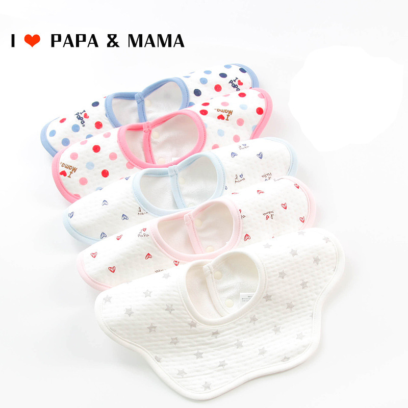 儿童围嘴360度旋转多动能婴儿防水摁扣围兜日本宝宝口水巾批发